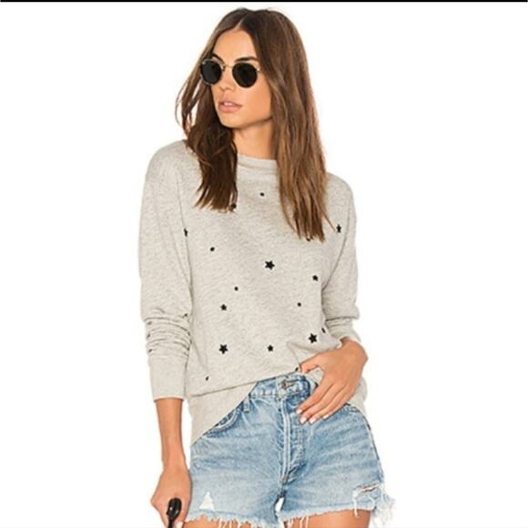 MONROW Cozy Stardust Flocking Star Sweatshirt Gray Athleisure Loungewear Soft  L - Picture 10 of 11